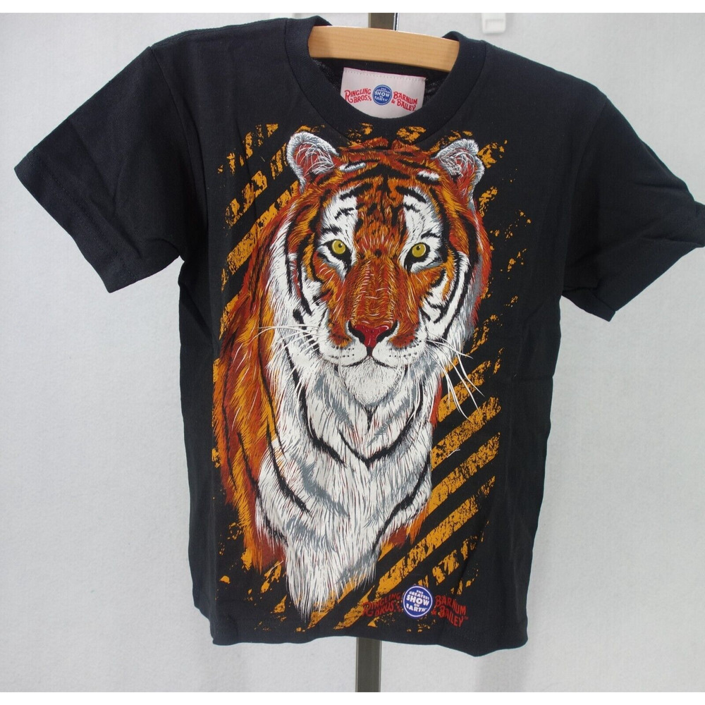 New Ringling Brothers Barnum & Bailey Circus Tiger Black T-Shirt Kid's Small 6/8